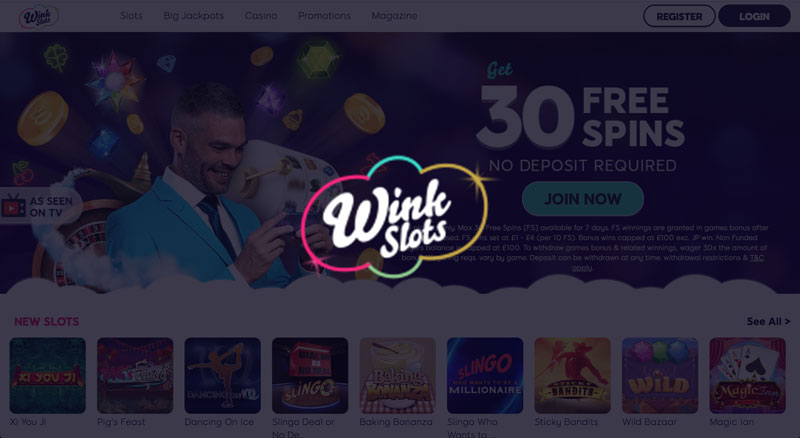Wink Slots: 30 free spins no deposit + 100% deposit bonus + 50 free spins
