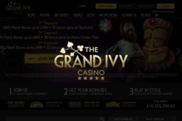 The Grand Ivy Casino sign up offer: £1,500 + 100 bonus spins